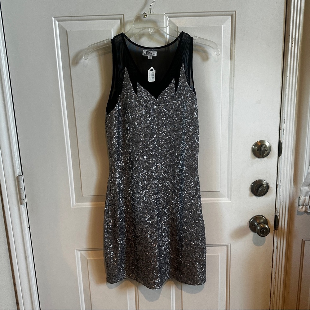 Silver Matte Sequin Dress